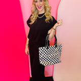 Black Checkered Tote Bag