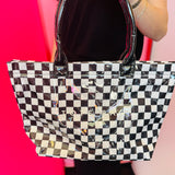 Black Checkered Tote Bag