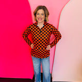 Orange & Black Checkered  Pullover