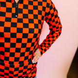 Orange & Black Checkered  Pullover