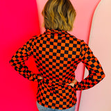 Orange & Black Checkered  Pullover