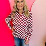 Maroon & White Checkered Pullover