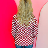 Maroon & White Checkered Pullover