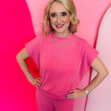 Fuchsia Ribbed Pants Set