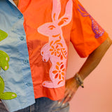 Queen Of Sparkles Multi Colorblock Easter Bunny Cotton Short Sleeve Top