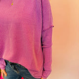 Light Plum Ribbed Boat Neck Top