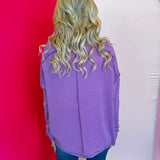 Light Plum Ribbed Boat Neck Top