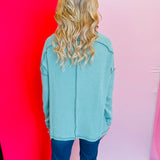Light Jade Ribbed Boat Neck Top