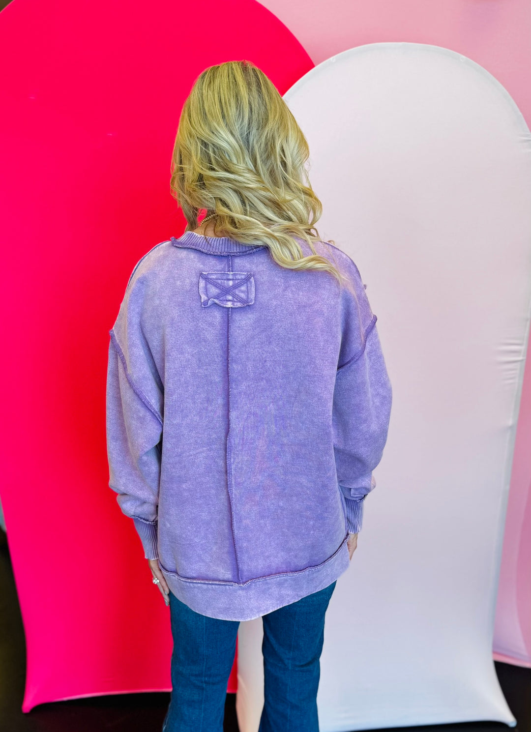 Violet Acid Wash Fleece Sweatshirt