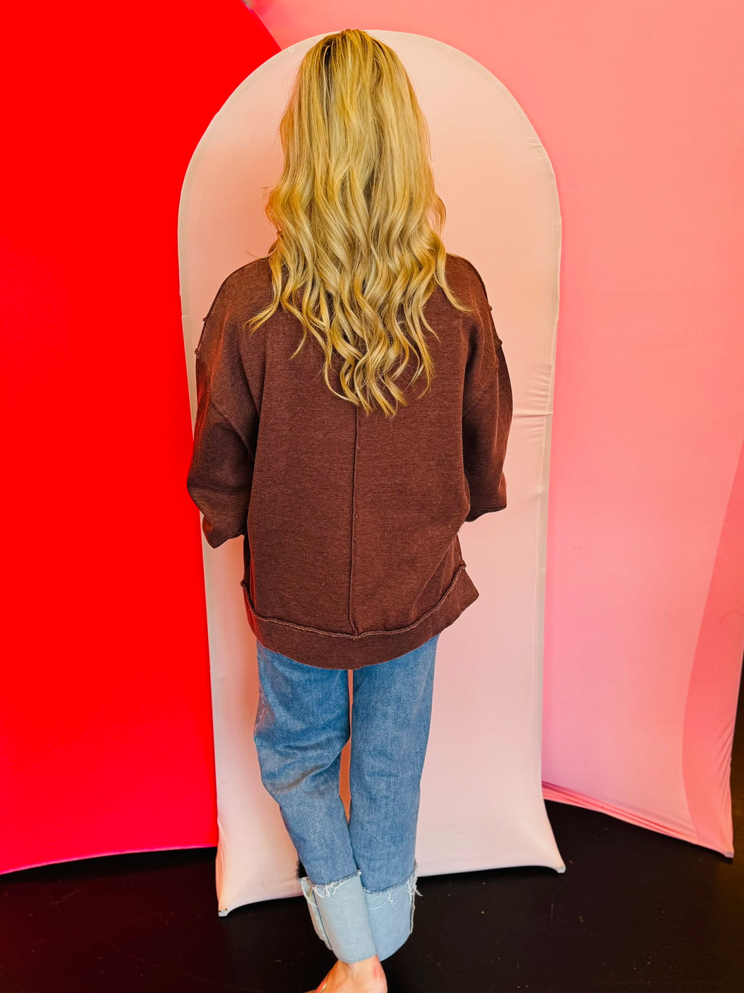 Mahogany Acid Wash Fleece Sweatshirt