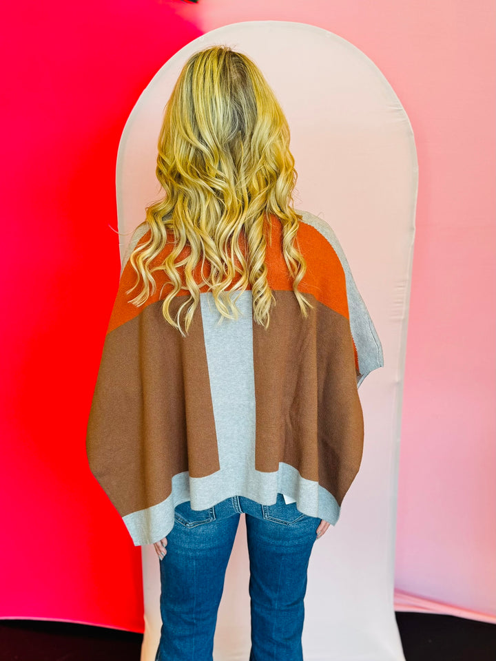 Color Block Poncho