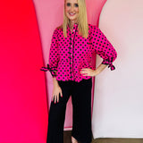 Pink Polka Dot Babydoll Top