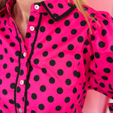 Pink Polka Dot Babydoll Top