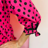 Pink Polka Dot Babydoll Top