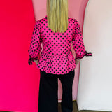 Pink Polka Dot Babydoll Top