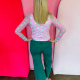 Zenana Dark Green Pintuck Crop Jeans