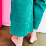 Zenana Dark Green Pintuck Crop Jeans