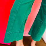 Zenana Dark Green Pintuck Crop Jeans