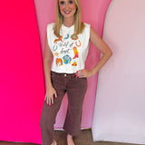 Zenana Brown Pintuck Crop Jeans