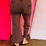Zenana Brown Pintuck Crop Jeans