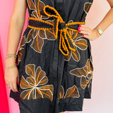 Golden Petals Embroidered Dress