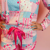 Pink Heirloom Patchwork Ruffle Pajama Set