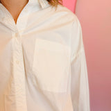 White Oversized Button Up Top