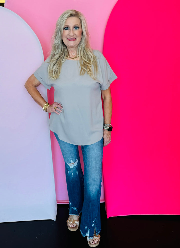 Ash Mocha Boat Neck Top