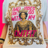 Bad Vibes Don't Go With My Outfit Rhinestone Tee