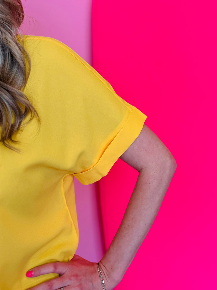 Yellow Boat Neck Top