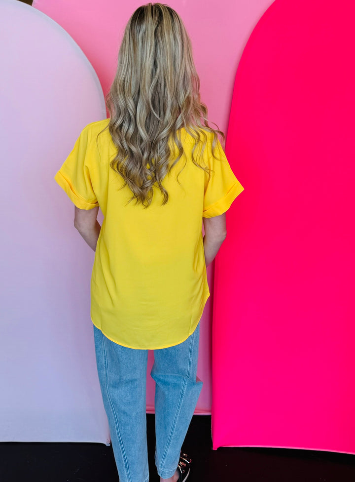 Yellow Boat Neck Top