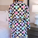 Checkered Conversation Hearts Robe - One Size