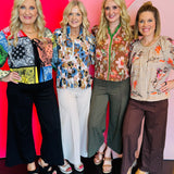 Olive Pintuck Wide Leg Pants