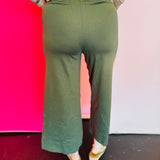 Olive Pintuck Wide Leg Pants