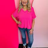 Hot Pink Corded Top