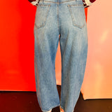 Dark Wash Denim Barrel Jeans