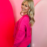 Hot Pink Two-Tone Sweater