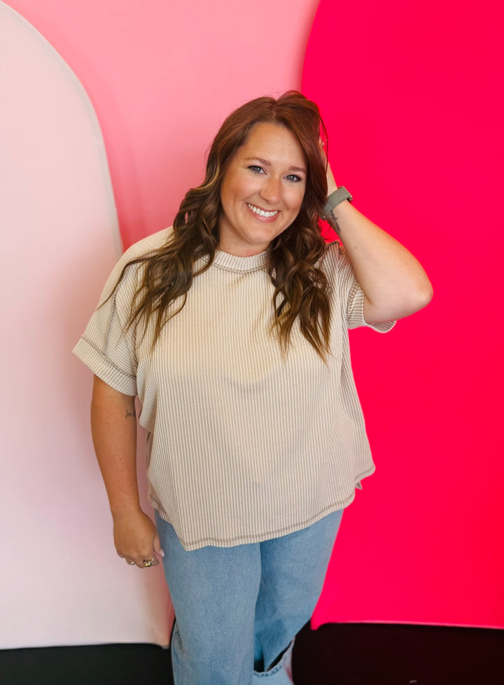 Ash Mocha Raised Ribbed Top