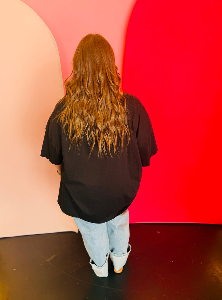 Black Oversized Boyfriend Top