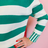Kelly Green Striped Sweater