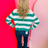 Kelly Green Striped Sweater
