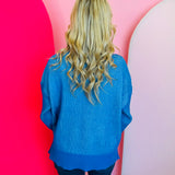 Ocean Blue Two-Tone Sweater