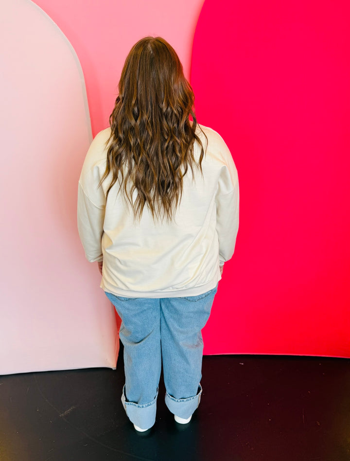 Happy Chenille & Sequin Patch Pullover
