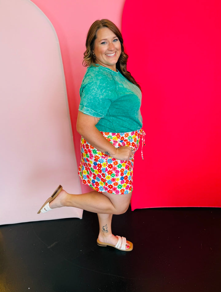 Bright Blooms Floral Skort