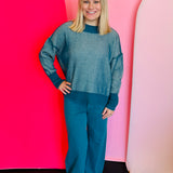 Teal Two-Tone Sweater