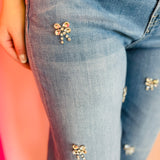 Mica Bow Rhinestone Embellished Denim Jeans