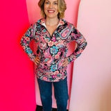 Midnight Bloom Paisley Pullover