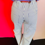 Lilac Striped Twill Barrel Pants