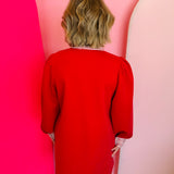 Red Ruffle Collar Dress