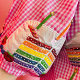 Queen Of Sparkles Colorblock Gingham Rainbow Birthday Cake Button Up Top